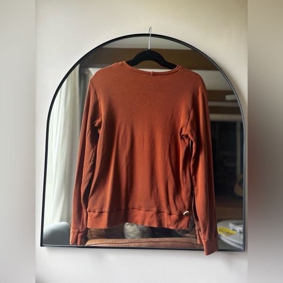 QUBE CLOTHING| handmade on saltspring island waffle crew | size large - Picture 2 of 3